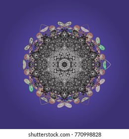 Vector illustration. Snowflakes collection. Fine winter ornament. Isolated of vector violet, gray and neutral snowflakes.