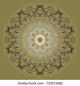 Vector illustration. Snowflakes collection. Isolated of vector yellow, gray and neutral snowflakes. Fine winter ornament.