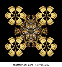 Vector illustration. Snowflakes icon in doodle sketch lines. Winter snow December season.