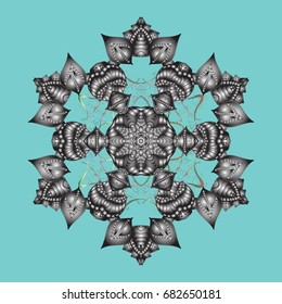 Vector illustration. Snowflakes icon in doodle sketch lines. Winter snow December season.