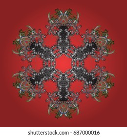 Vector illustration. Snowflakes icon in doodle sketch lines. Winter snow December season.