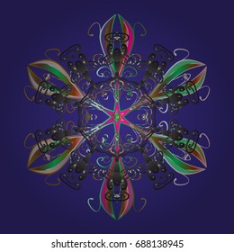 Vector illustration. Snowflakes icon in doodle sketch lines. 