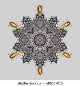 Vector illustration. Snowflakes icon in doodle sketch lines. Winter snow December season.