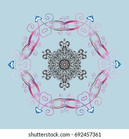 Vector illustration. Snowflakes icon in doodle sketch lines. Winter snow December season.