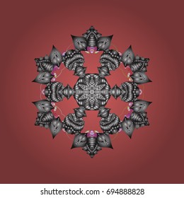 Vector illustration. Snowflakes icon in doodle sketch lines. Winter snow December season.