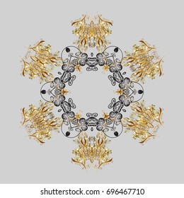 Vector illustration. Snowflakes icon in doodle sketch lines. Winter snow December season.