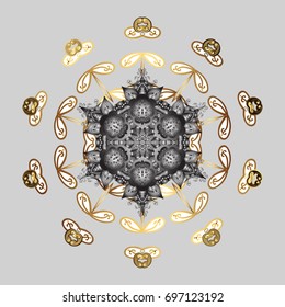 Vector illustration. Snowflakes icon in doodle sketch lines. Winter snow December season.