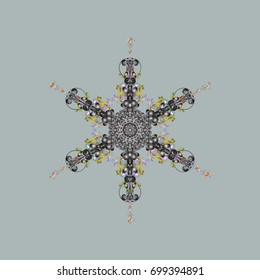 Vector illustration. Snowflakes icon in doodle sketch lines. Winter snow December season.