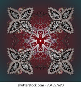 Vector illustration. Snowflakes icon in doodle sketch lines. Winter snow December season.