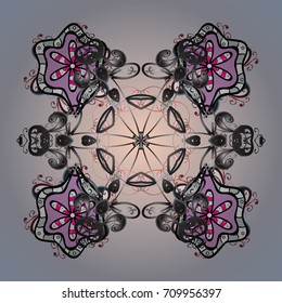Vector illustration. Snowflakes icon in doodle sketch lines. Winter snow December season.