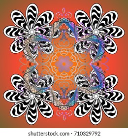 Vector illustration. Snowflakes icon in doodle sketch lines. Winter snow December season.