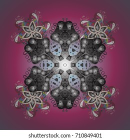 Vector illustration. Snowflakes icon in doodle sketch lines. Winter snow December season.