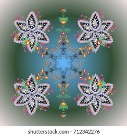 Vector illustration. Snowflakes icon in doodle sketch lines. Winter snow December season.