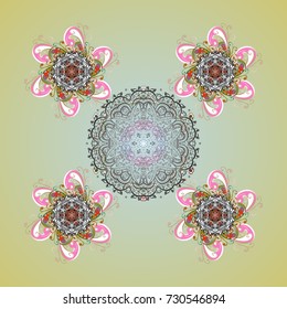 Vector illustration. Snowflakes icon in doodle sketch lines. Winter snow December season.