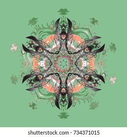 Vector illustration. Snowflakes icon in doodle sketch lines. Winter snow December season.