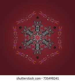 Vector illustration. Snowflakes icon in doodle sketch lines. Winter snow December season.