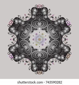 Vector illustration. Snowflakes icon in doodle sketch lines. Winter snow December season.