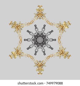 Vector illustration. Snowflakes icon in doodle sketch lines. Winter snow December season.