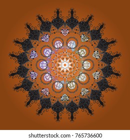 Vector illustration. Snowflakes icon in doodle sketch lines. Winter snow December season.