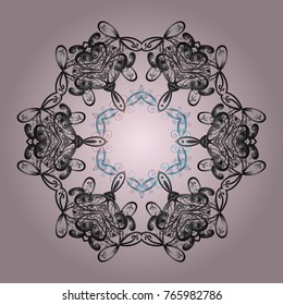 Vector illustration. Snowflakes icon in doodle sketch lines. Winter snow December season.