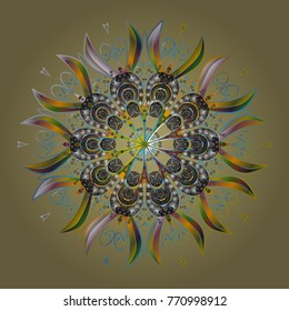 Vector illustration. Snowflakes icon in doodle sketch lines. Winter snow December season.