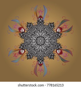 Vector illustration. Snowflakes icon in doodle sketch lines. Winter snow December season.
