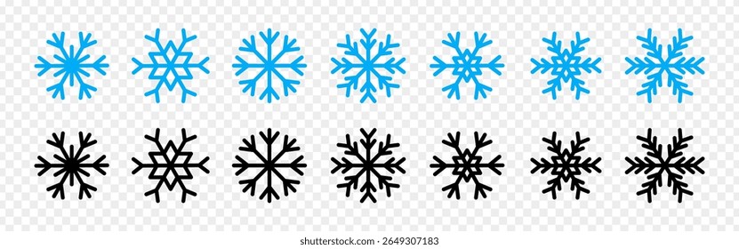 Ilustración vectorial del icono de copos de nieve sobre fondo transparente
