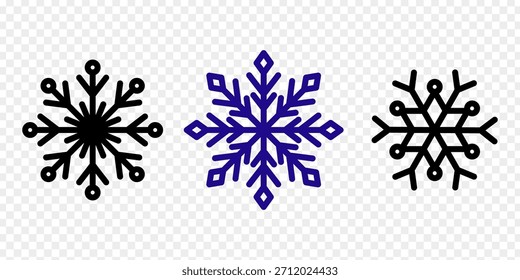 Vector illustration of Snowflakes icon set on transparent background