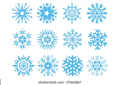 Iconos vectoriales de copos de nieve.