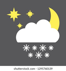 Vector illustration of а snowflakes, moon,stars and cloud isolated on a gray background