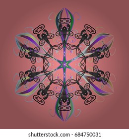 Vector illustration. Snowflakes on a colorful background. Snowflake vector pattern. Isolated cute snowflakes on colorful background.