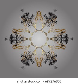 Vector illustration. Snowflakes on a gray background. Snowflake vector pattern. Isolated cute snowflakes on colorful background.