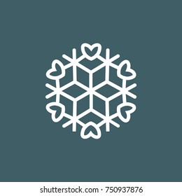 Vector illustration of snowflakes on a gray blue background. Graphic Icon for Web Sites.
