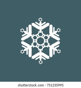 Vector illustration of snowflakes on a gray blue background. Graphic Icon for Web Sites.