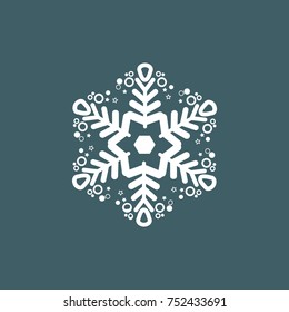 Vector illustration of snowflakes on a gray blue background. Graphic Icon for Web Sites.