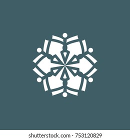 Vector illustration of snowflakes on a gray blue background. Graphic Icon for Web Sites.