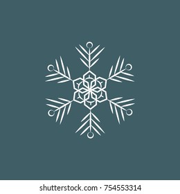 Vector illustration of snowflakes on a gray blue background. Graphic Icon for Web Sites.