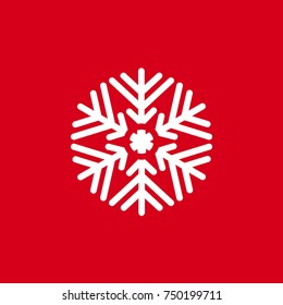 Vector illustration of snowflakes on a red background