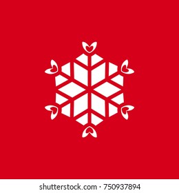 Vector illustration of snowflakes on a red background. Graphic Icon for Web Sites.