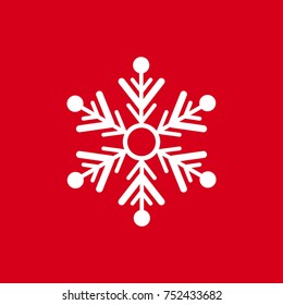 Vector illustration of snowflakes on a red background. Graphic Icon for Web Sites.