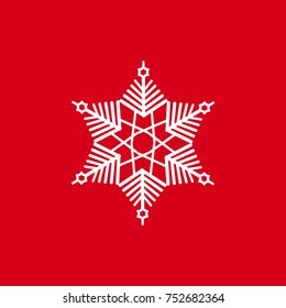 Vector illustration of snowflakes on a red background. Graphic Icon for Web Sites.