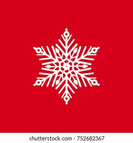 Vector illustration of snowflakes on a red background. Graphic Icon for Web Sites.