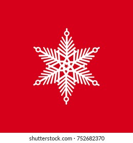 Vector illustration of snowflakes on a red background. Graphic Icon for Web Sites.