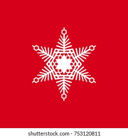 Vector illustration of snowflakes on a red background. Graphic Icon for Web Sites.
