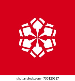 Vector illustration of snowflakes on a red background. Graphic Icon for Web Sites.