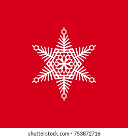 Vector illustration of snowflakes on a red background. Graphic Icon for Web Sites.