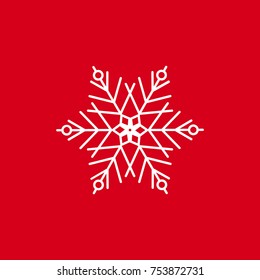 Vector illustration of snowflakes on a red background. Graphic Icon for Web Sites.