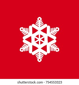 Vector illustration of snowflakes on a red background. Graphic Icon for Web Sites.
