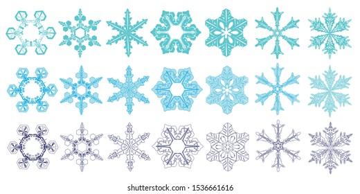 Vector illustration of snowflakes on white background