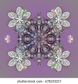 Vector illustration. Vector snowflakes pattern. Vector cute snowflakes on colorful background.